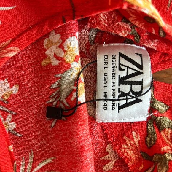Zara red floral long sleeve maxi Large - Picture 6 of 7